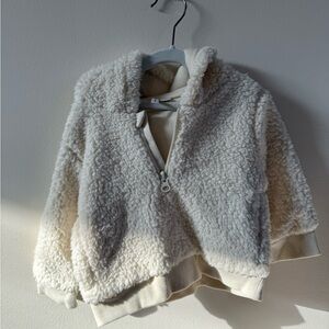 Janie and Jack Unisex Cream Sherpa Pullover, Size 12-18 months